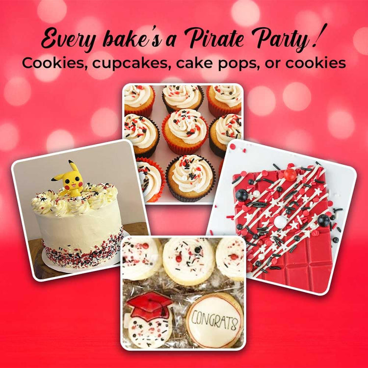 Red White and Black Sprinkles for Cake Decorating and Baking Cupcakes (4 Ounce)