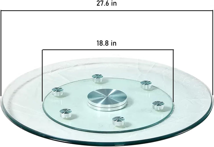Glass Lazy Susan,28" Glass Lazy Susan for Dining Table Turntable Centerpiece with Swivel Assist System & Smooth Spin Round Tabletop Rotating Tray (28 in)