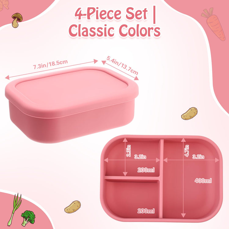 4 Pcs Silicone Bento Box (4 Count)