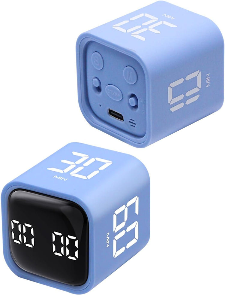 Productivity Timer Flip Gravity Sensor Cube Timer Countdown & Countup,Mute & Vibrate & Sound,5/10/30/60min & Custom Timing, Perfect for ADHD,Work,Learning,Kitchen Cooking