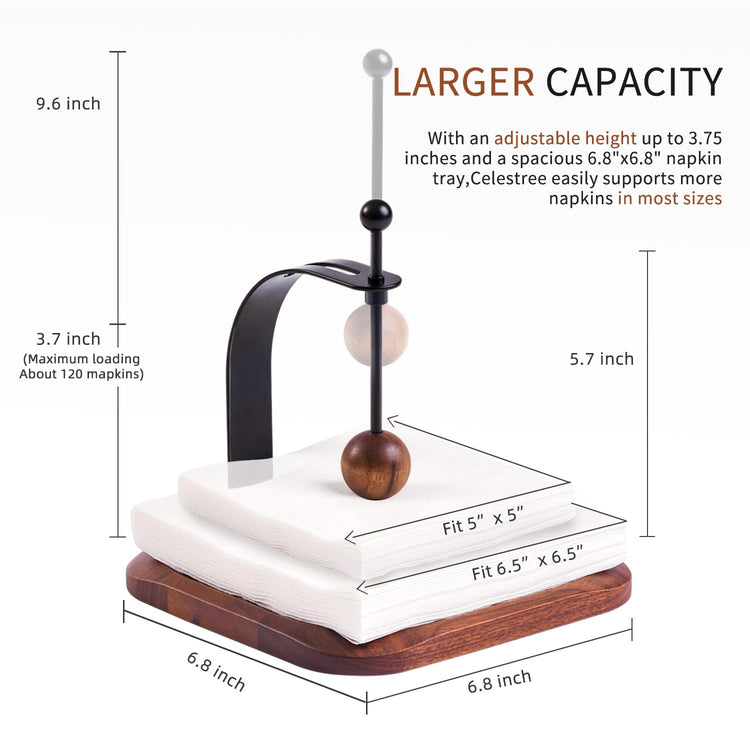 Black Walnut Wooden Napkin Holder for Table