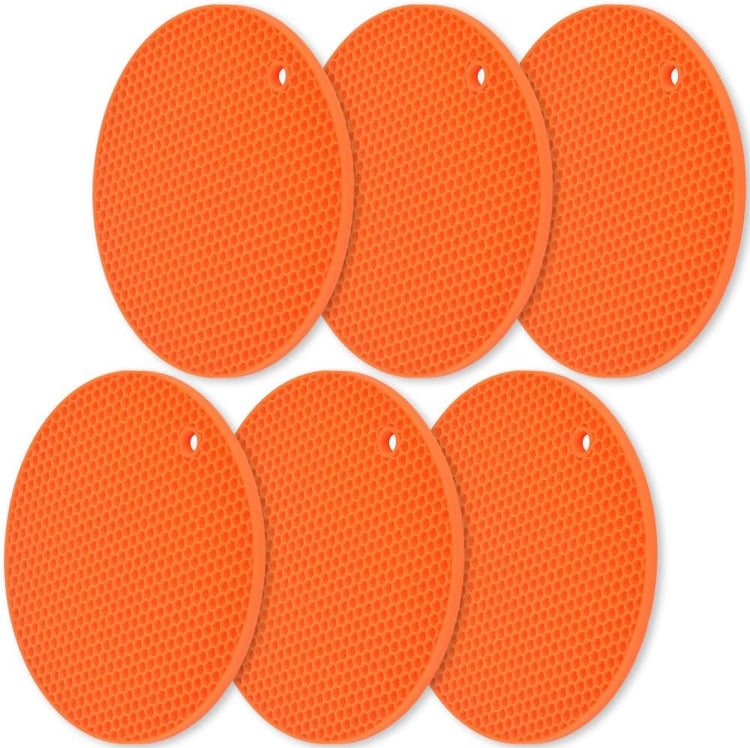 homEdge Silicone Trivets Mat, 6 Packs Multipurpose Non Slip Heat Resistant Pot Holder-Orange