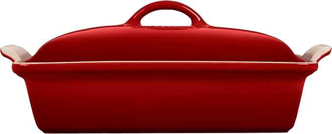 Le Creuset Stoneware Heritage Covered Rectangular Casserole, 4 qt. (12" x 9"), Cerise