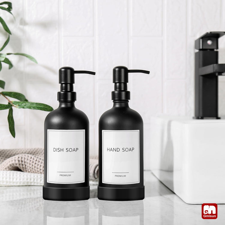 Black Soap Dispenser with Silicone Sleeve Boot (2 Count)