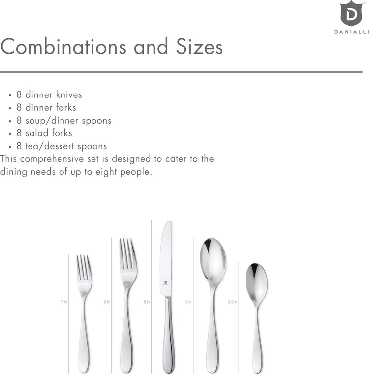 Matte Silverware Set, 18/10 Stainless Steel Satin Flatware, Modern Brushed Finish Cutlery, Dishwasher Safe & Durable, Built to Last (40-Piece, Fidenza)