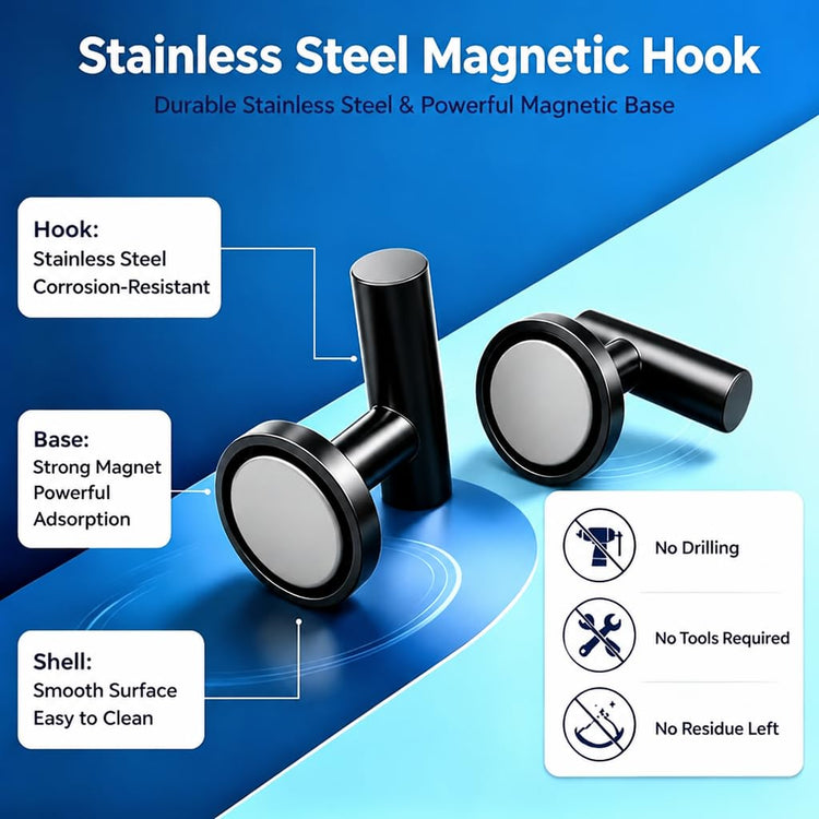 Magnetic Hooks Coat Magnet Hooks for Hanging (4 Count)