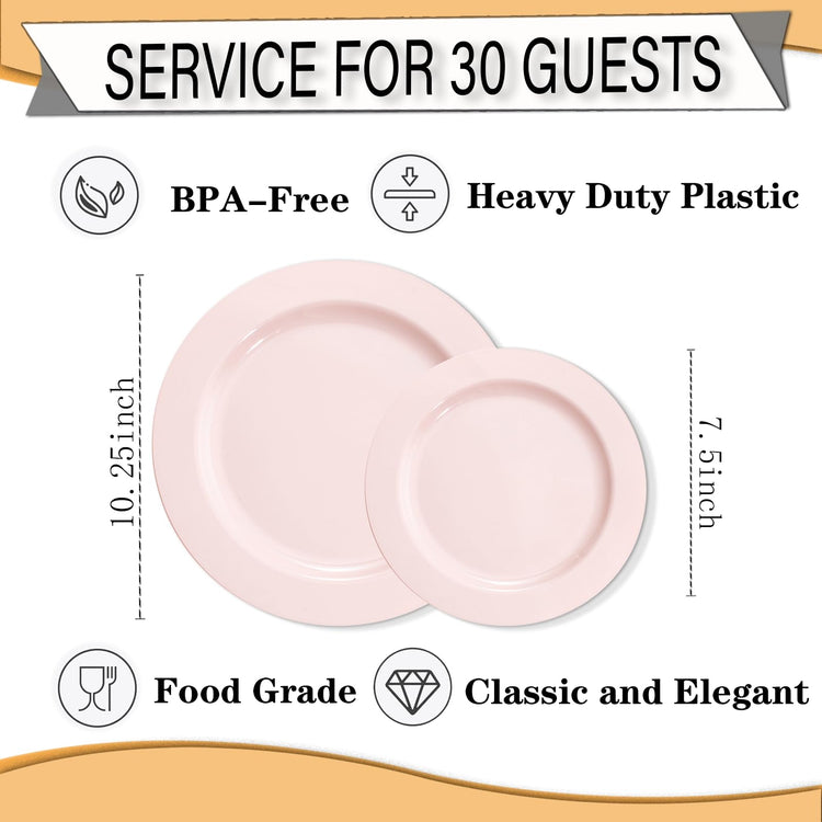 60PCS Pink Plastic Plates (60 Count)