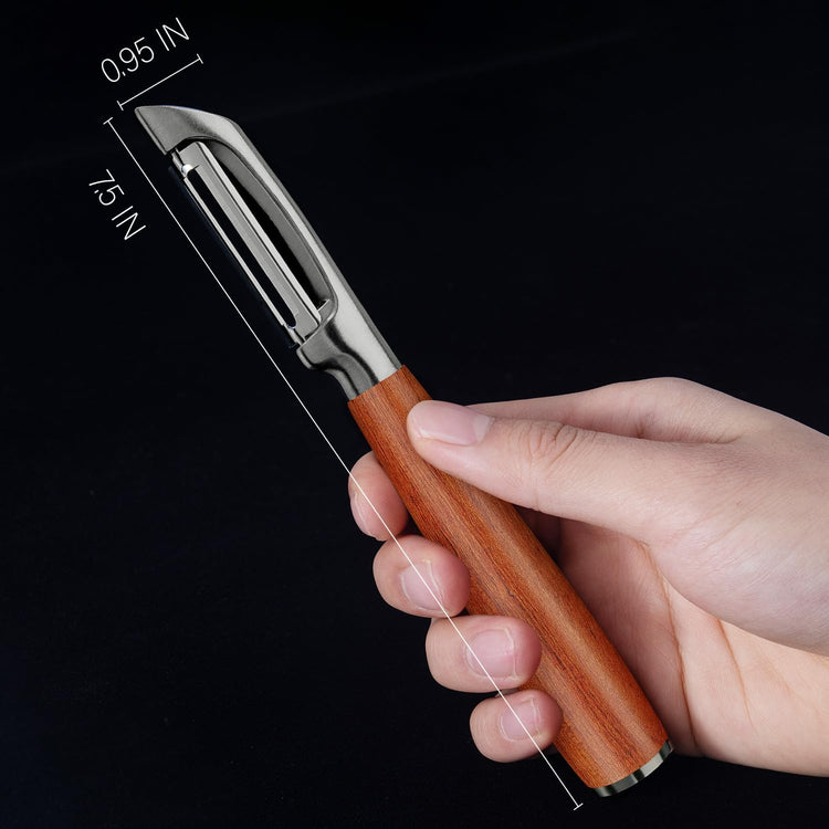 KU LUNER Premium 304 Stainless Steel Multifunctional Kitchen Fruit and Vegetable Peeler with Real Wood Handle,Ultra Sharp Strong Blade