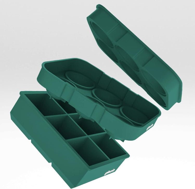 glacio Silicone Ice Cube Trays โ Large Silicone Molds for 2-Inch Ice Cubes and Spheres Whiskey Ice Cube Trays with Lids for Cocktails & Bourbon โ Set of 2
