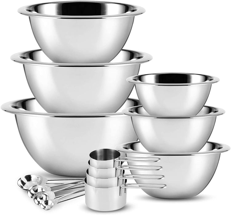 Stainless Steel Mixing Bowls with Measuring Cups & Spoons Set of 14