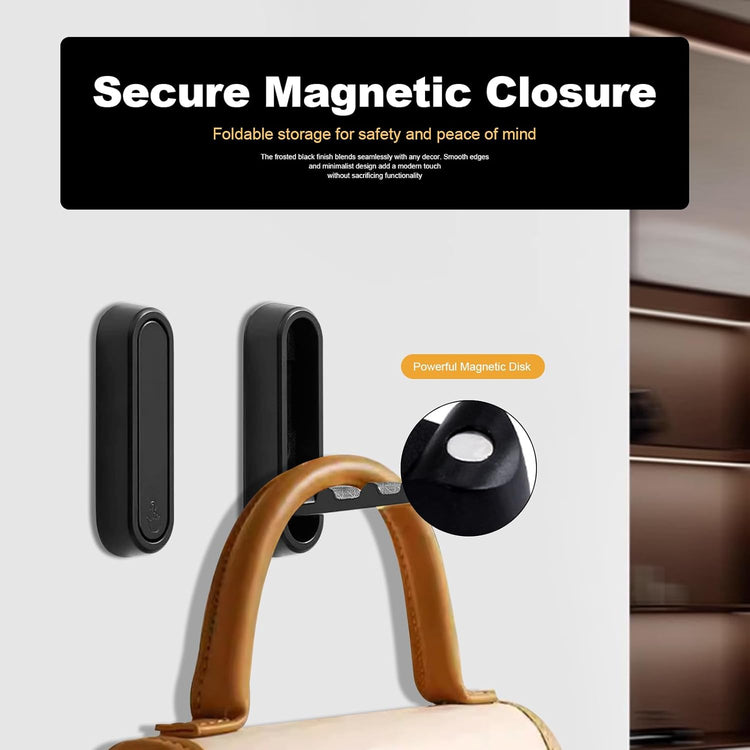 Heavy Duty Black Folding Wall Hooks 2 Pack, Space Saving Foldable Coat Hooks for Bathroom, Closet, Entryway, Kitchen, Towel, Robe, Bag, Hat Hanging, Easy Mount, Zinc Alloy, Corrosion - Resistant