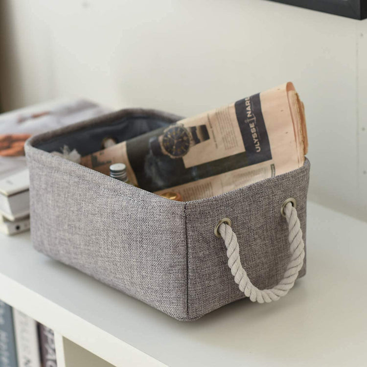 Storage Basket Fabric Sturdy Canvas Storage Bins Organizer with Handles for Clothes and Storage Foldable Storage Boxes Cubes (4 Count)