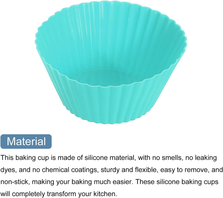 uxcell 36Pcs Silicone Cupcake Liners, Non-Stick Baking Cups, for Cooking Eggs, Baking Muffins and Make a Cake(Mint Green)