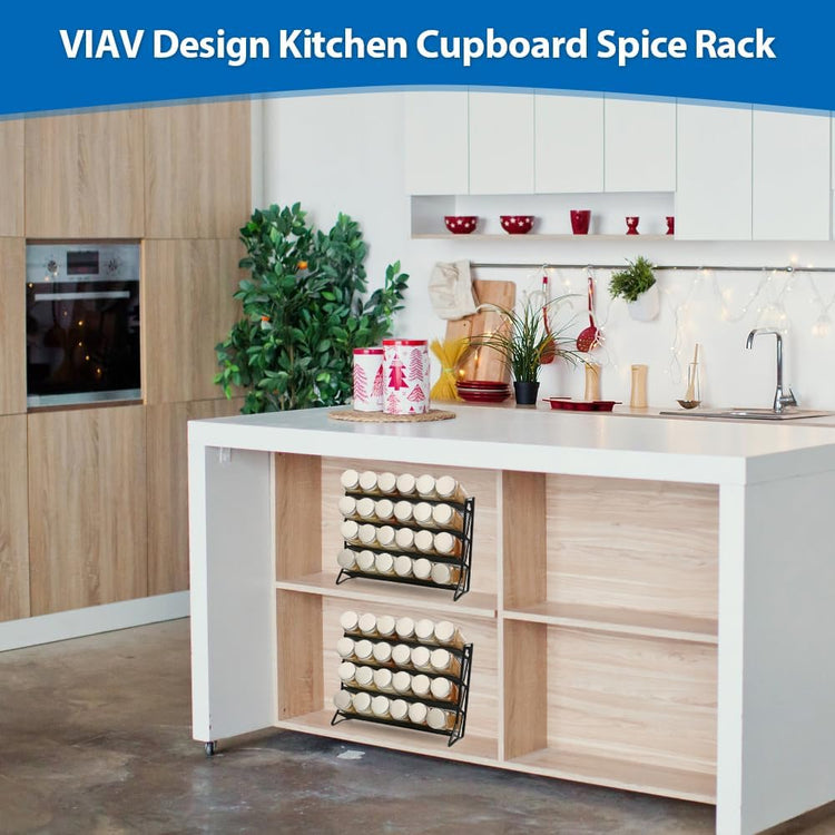 1PCS 4Tier Spice Rack for Counter Free Standing,Spice Rack for Inside Cupboard Hanging Wall Mounted Spice Seasoning Organiser Spice Jars Bottle Organizer for Kitchen Pantry(Black)
