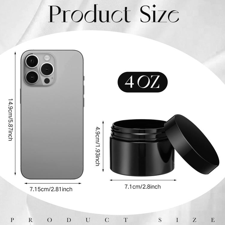 6 Pack 4 oz Plastic Jars Containers with Lids Wide (6 Count)