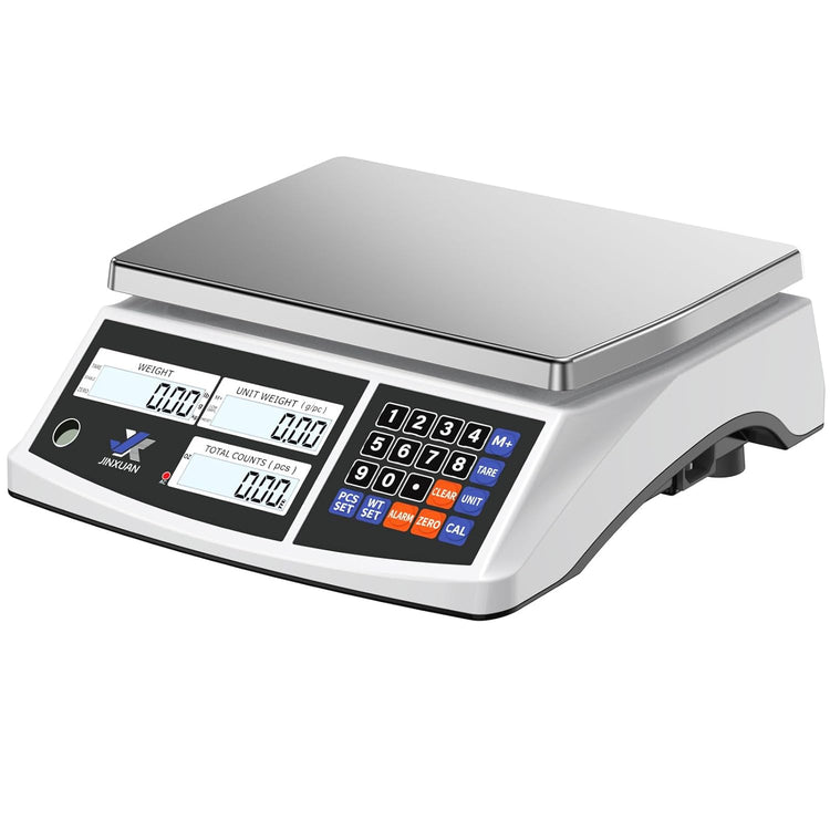 Industrial Counting Scale Digital Bench Scale lb/g/kg/oz Electronic Inventory Scale for Small Parts and Coins, 33lb/15kg Capacity Price Scale Gram Scale with Stainless Steel Platform LCD Display, 0.1g