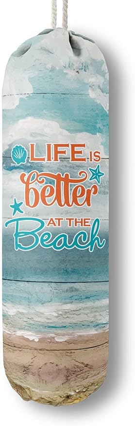 Life is Better at The Beach, Grocery Bags Holder Organizer for Shopping Bags,Wall Mount Plastic Bags Storage Container Dispensers, Gift for Women Mother Grandmother Friend
