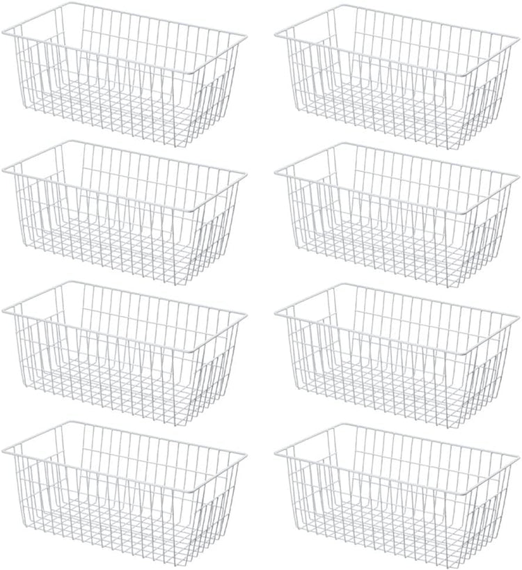 SANNO 14" Wire Freezer Baskets, Farmhouse Metal Wire Storage Basket Freezer Storage Organizer for Kitchen Pantry, Set of 8
