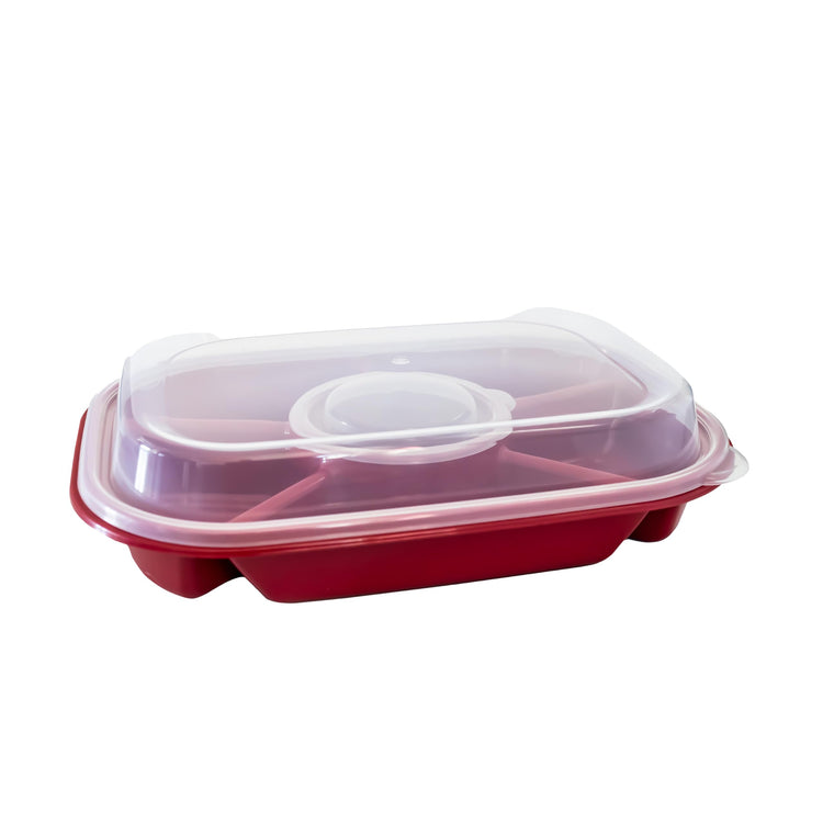 Red Jumbo Divided Serving Tray