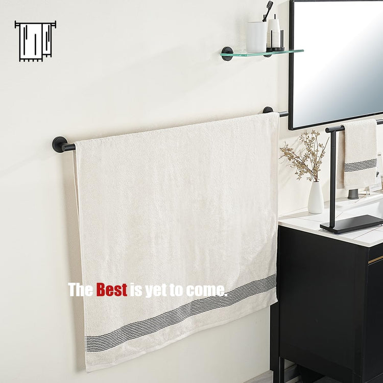 JQK Bath Towel Bar Black, 39 Inch 304 Stainless Steel Thicken 1mm Single Towel Rack for Bathroom, Towel Holder Wall Mount, Useable Length 36 Inch, TB110L36-PB