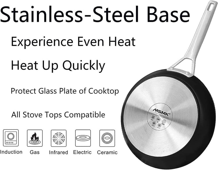 MsMk 11 Inch Nonstick Frying Pan,Titanium and Ceramic Nonstick Large Skillet Pan, PFOA Free, Non-Toxic, Stay-Cool Handle, Scratch-resistant, Dishwasher Safe, Oven Safe to 700°F