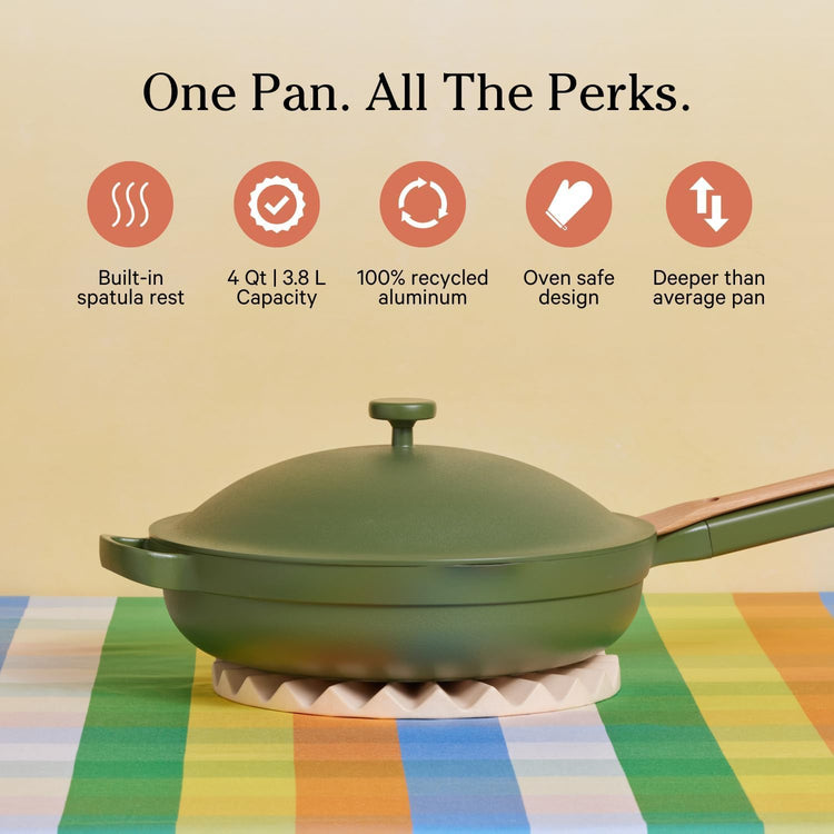 Our Place Large Always Pan 2.0-12.5” (4 Qt) Nonstick, Toxin-Free Ceramic Cookware | Patented 10-in-1 Aluminum Frying & Sauté Pan | Safe for Oven, Induction & All Cooktops up to 450°F | Sage - Nestoria
