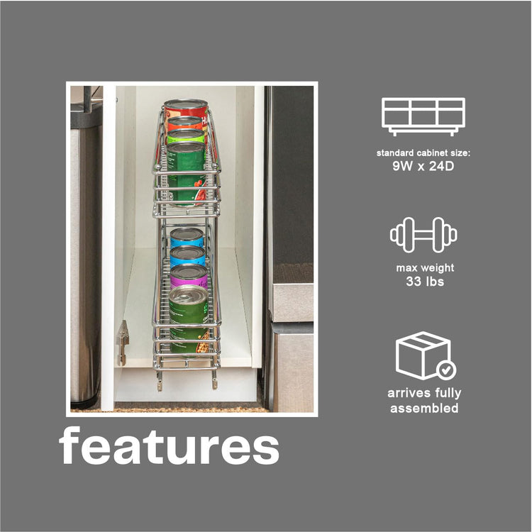 Chrome 2 Tier Sliding Cabinet Organizer (2-Tier / 5" - Extended)