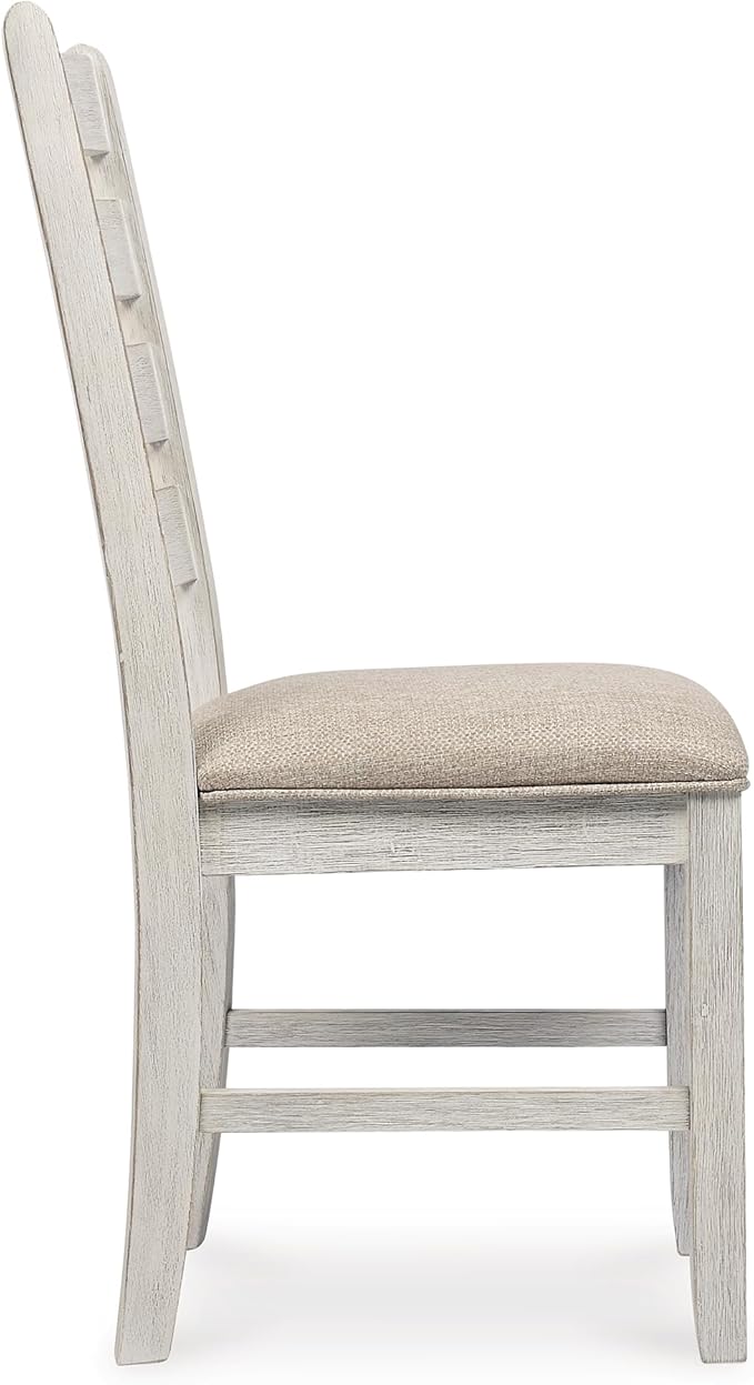Signature Design by Ashley Skempton Modern Farmhouse Dining Room Chair, 2 Count, Ladderback Design, Wood, 17.75" W x 21.5" D x 38.63" H, White and Light Brown