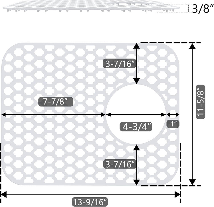 2 Pack Silicone Sink Protector for Kitchen Sink Bathroom, 13.58" x 11.6" Heat-resistant Sink Mat Non-Slip and Durable Silicone Protectors, Rear Drain, White
