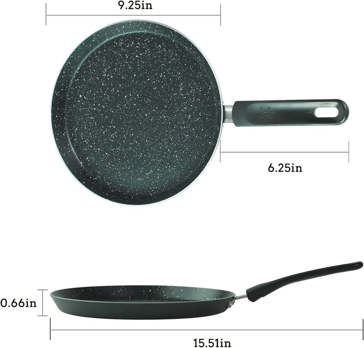 Nonstick Dosa Pan, Crepe Pan,Comal Para Tortillas, Non-Stick Pancake Griddle Compatible with Induction, also for Crepes.9.5 inch