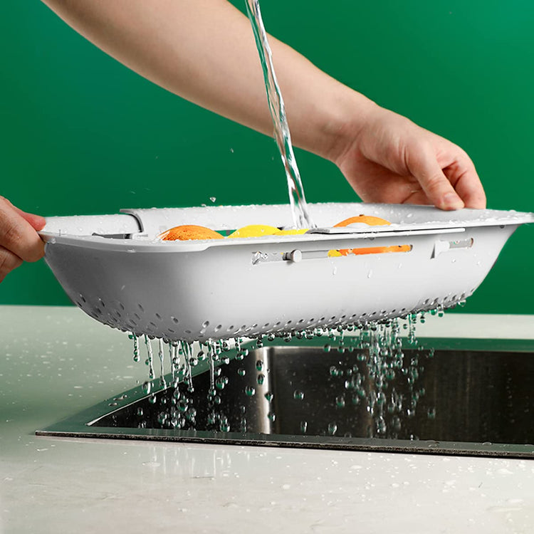 Collapsible Sink Colanders and Strainers Basket Over the Sink Colander Collapsible Colander Extendable Plastic Fruit Vegetable Strainer Drainer Basket for Kitchen