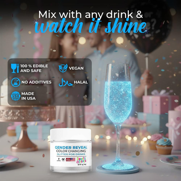 Boy Gender Reveal Decorations Edible Glitter for Drinks
