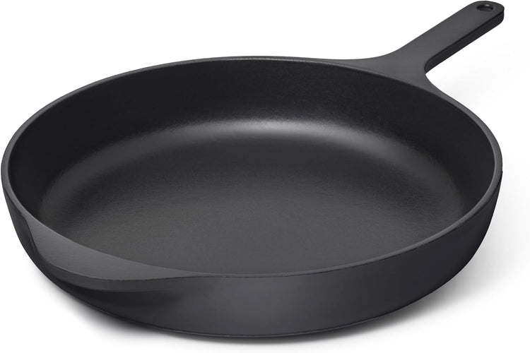 Caraway Cast Iron Skillet - 12” Enameled Cast Iron Pan With 3 Layer Enamel Coating - No Seasoning Required - Compatible With All Stovetops - Free From Forever Chemicals - Charcoal - Nestoria