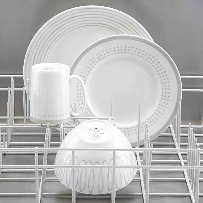 Kate Spade New York Charlotte Street West 16-Piece Dinnerware Set, 15.75 LB, Taupe/Grey