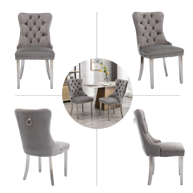 Grey Velvet Dining Chairs Set of 4 (4 Count)