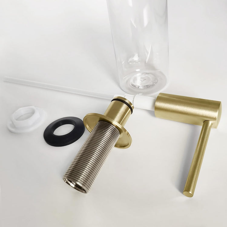 Brushed Gold Built in Dish Soap Dispenser for Kitchen Sink with 17 OZ PET Soap Bottle Refill from The Top