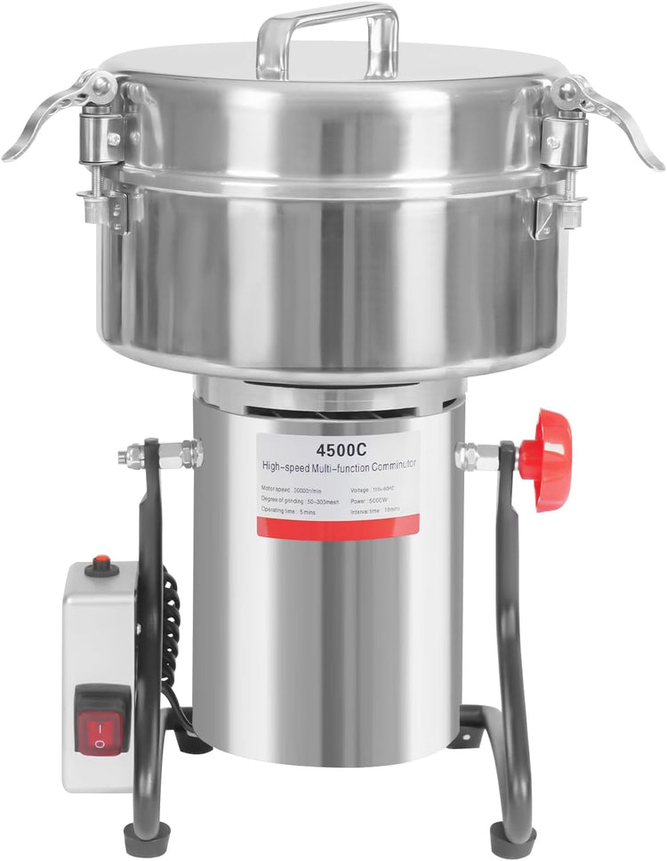 Electric Grain Mill Grinder, 4500g/9.92lb High-speed 30000r/min Food Grinder, 110V 5000W Countertop Grain Mill for Dry Spice Herbs Grains Coffee Rice Pepper (4500g)