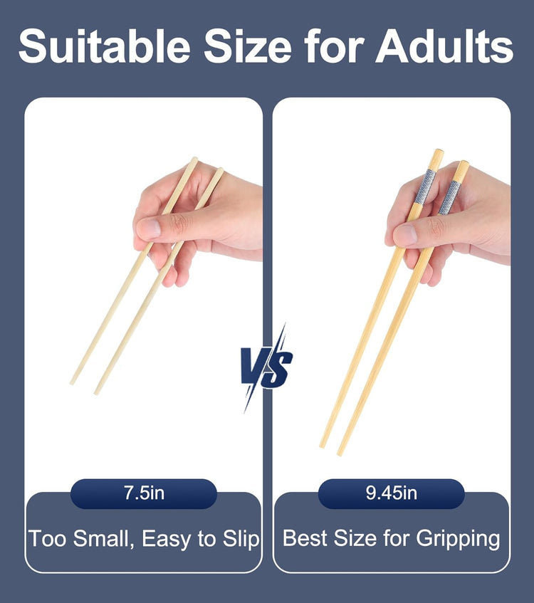 100 Pairs Bamboo Chopsticks | Disposable | Reusable | Separated Chopsticks Dishwasher Safe - (9.45in)