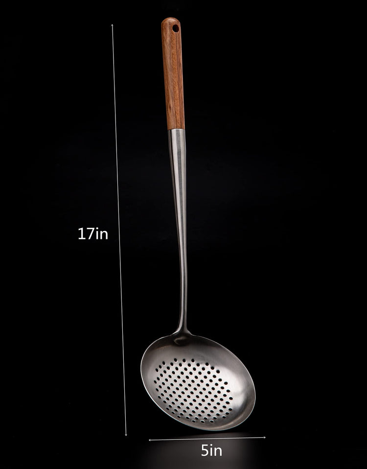 Solid 304 Stainless Steel Skimmer Slotted Spoon Colander Strainer Ladle for Cooking and Frying