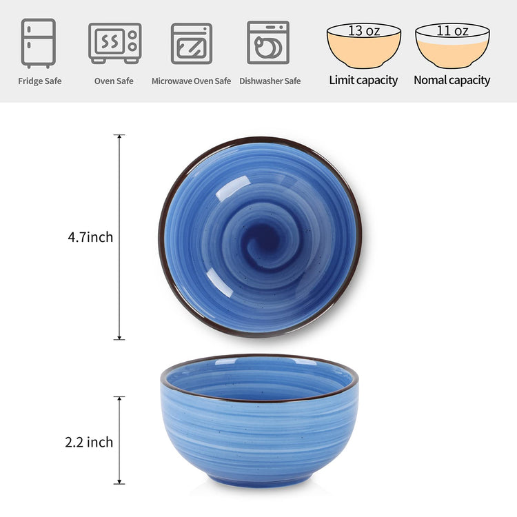 Ceramic 12 Oz Dessert Bowls Set (6 Count)