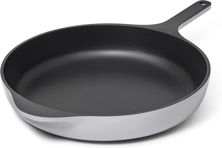 Caraway Cast Iron Skillet - 12” Enameled Cast Iron Pan With 3 Layer Enamel Coating - No Seasoning Required - Compatible With All Stovetops - Free From Forever Chemicals - Gray - Nestoria