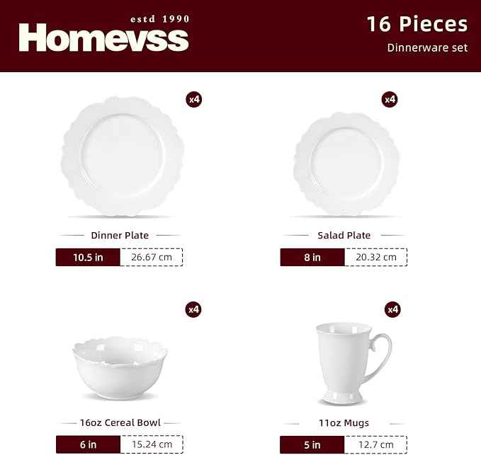 HomeVss, New Bone China Dinnerware Set, Embossed Winds, Service for 4-16pc Set