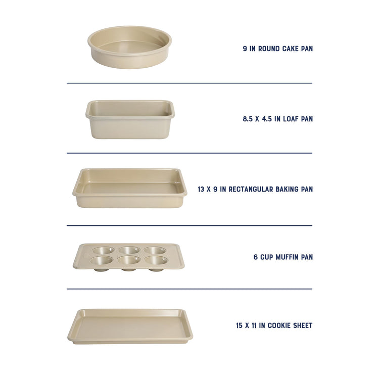 Verlice 5 Piece Carbon Steel Baking Pans Bakeware Set W (5 Count)