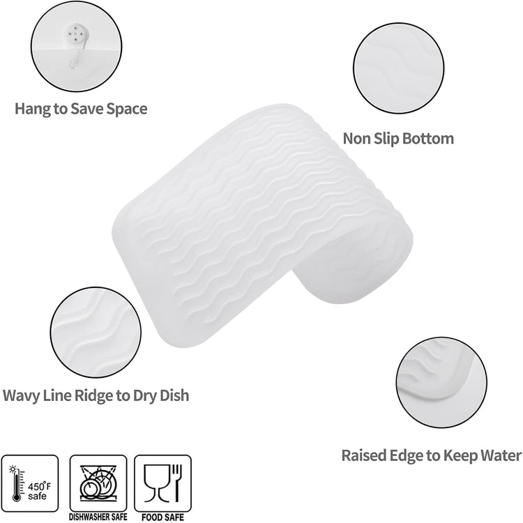 Silicone Dish Drying Mat for Multiple Usage,Easy clean,Eco-friendly,Heat-resistant Silicone Mat for Kitchen Counter or Sink,Refrigerator or Drawer Liner Translucent S 12 inches x 6 inches