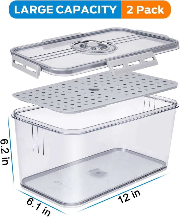 Dynta Bread Box 2 Pack Bread Storage Container Airtight Recording Time Bread Box for Kitchen Countertop Plastic Bread Keeper with Lid for Homemade Bread, Toast, Loaf, Cookies