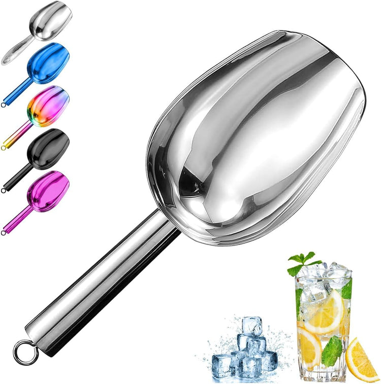 Metal Ice Scoop,Kitchen Ice Scooper for Ice Maker,Stainless Steel Small Ice Scooper for Freezer,Kitchen Gadgets Cookie Flour Pet Dog Food Scoop (silver, 3oz)