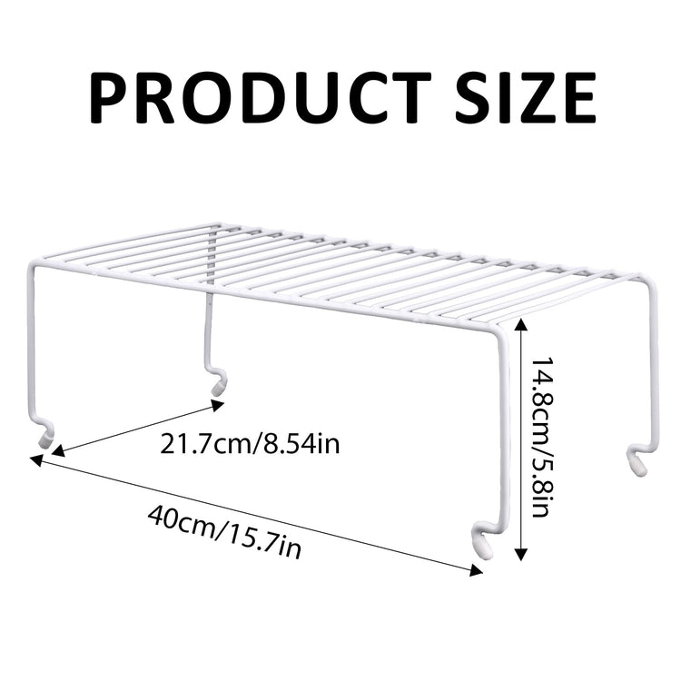 6-Pack Large (15.7x8.54inch) Multi-Level Organizer Rack, Kitchen Shelves for Spice Organization for Cabinet, Pantry Organizers and Storage, Wire Extra Shelf, Desk Organizer, Stackable, White (6 Count)
