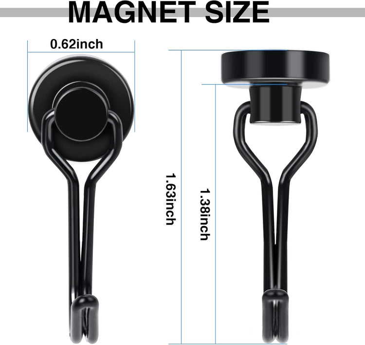 E BAVITE Swivel Swing Black Magnetic Hooks, 30lbs Strong Neodymium Magnet Hook with Epoxy Coating for Refrigerator, Cruise,BBQ Grill Tools, 2.36in in Length, Pack of 10