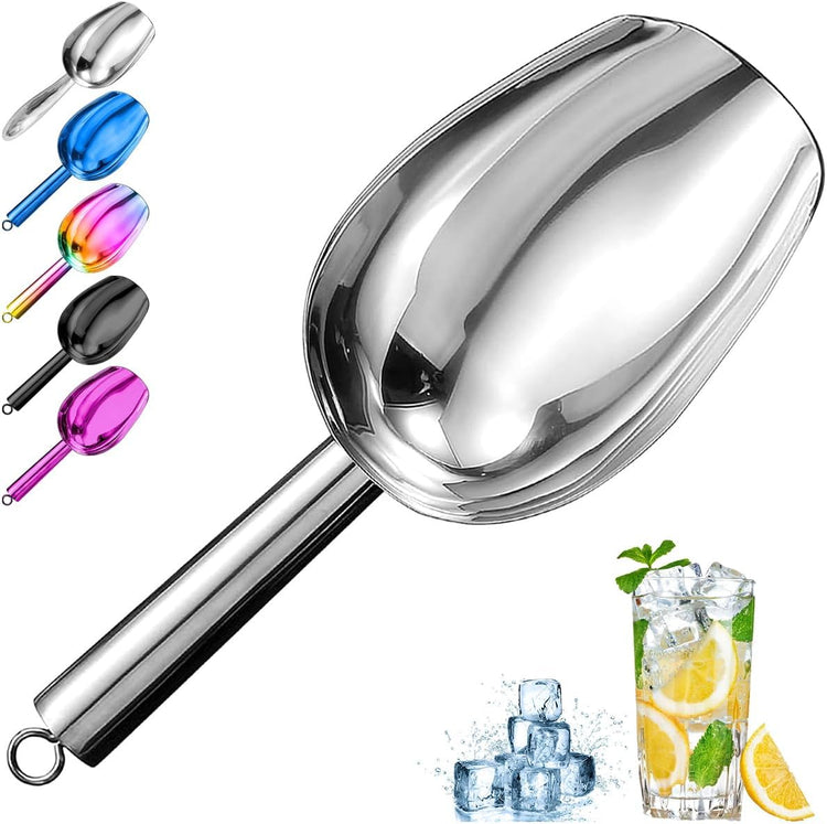 Metal Ice Scoop,Kitchen Ice Scooper for Ice Maker,Stainless Steel Small Ice Scooper for Freezer,Kitchen Gadgets Cookie Flour Pet Dog Food Scoop (silver, 8oz)