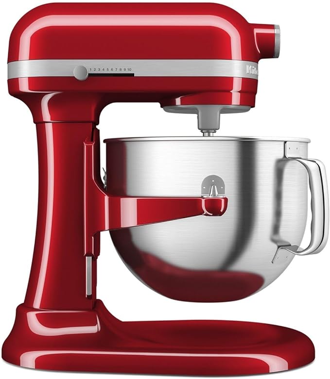 KitchenAid® 7 Quart Bowl-Lift Stand Mixer, Candy Apple Red & KSMMGA Metal Food Grinder Attachment, Silver